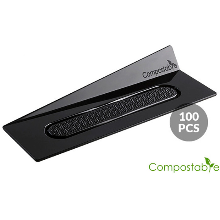 SET 100 COMPOSTABLE BLACK TRAYS - RECTANGLE Подложка