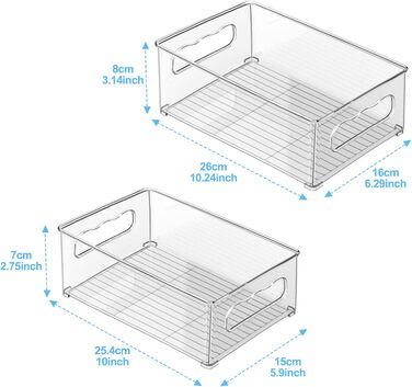 Набір холодильників-органайзерів 9 упаковок (3 розміри) Холодильник-органайзер, кухонний органайзер для комори, морозильної камери, шафи, ящика, офісу (2 розміри 6 упаковок)