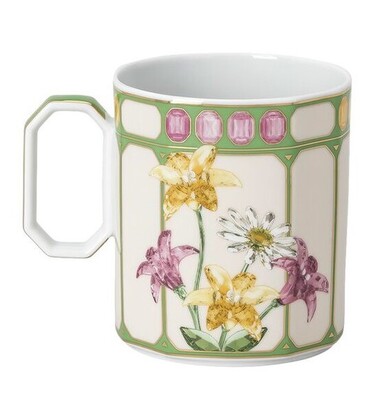 Кухоль з ручкою 0,39 л Королівська мухоловка в зеленій рамці, IDYLLIA Swarovski x Rosenthal