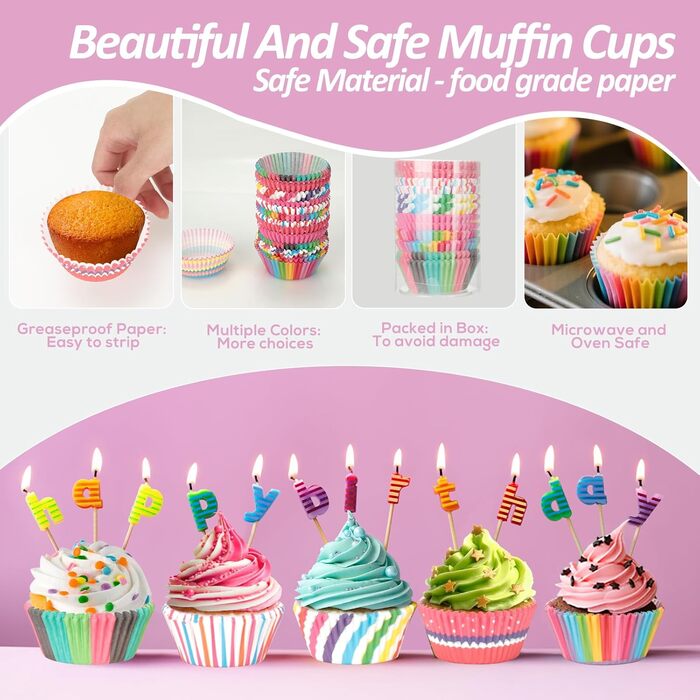 Набор из 300 бумажных формочек для мафинов, разноцветный AiQInu