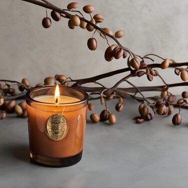 Ароматна свічка M&SENSE Лісова хатина, ароматичні свічки у склянці, натуральна соєва свічка, час горіння 55 годин, подарункові свічки для жінок та чоловіків, подарункова свічка (еспресо з гарячою карамеллю, 260 г)