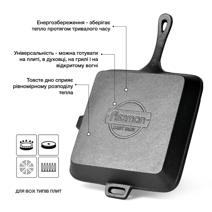Квадратна пательня-гриль Fissman 26x4,5 см (4070)