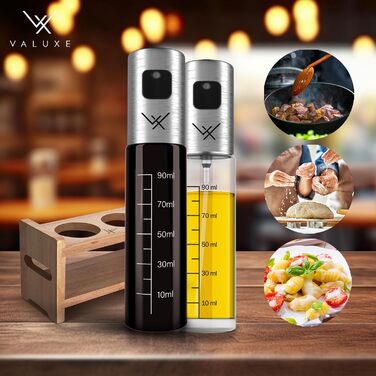 Масляний розпилювач VALUXE для кулінарної олії та оцту зі склом для захисту від ультрафіолету та розпилювальним фільтром - Пляшка з розпилювачем олії з нержавіючої сталі - Точний розпилювач оливкової олії, масляний розпилювач, розпилювач олії (система орг