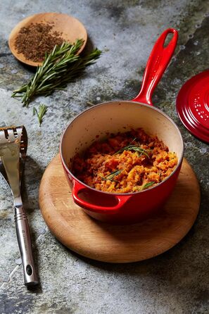 Чугунный сотейник Ø 16 см, 1,2 л с крышкой, вишнево-красный Signature Le Creuset