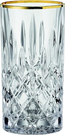 Набір стаканів для віскі з 2 предметів, келих для віскі із золотим обідком, кришталевий келих, 295 мл, Noblesse Gold Edition, 104025, прозорий (келихи хайбол)