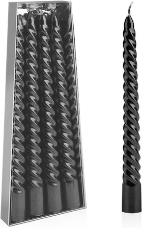 Набор из 4 конических спиральных свечей 2 x 20 см, черный Bolosa