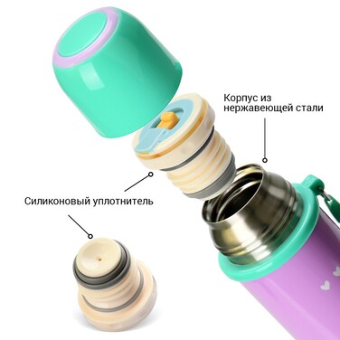 Термос детский для чая Fissman 480 мл черный Котенок (9694)