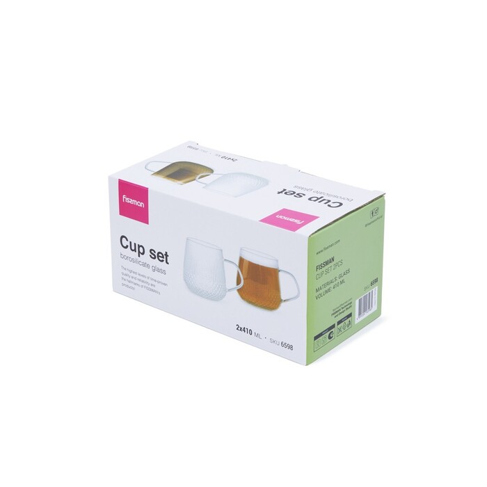 Набор из 2-х кружек Fissman 410 мл жаростойкое стекло (6598)
