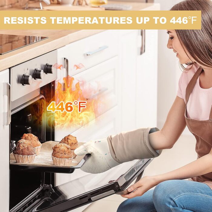 Рукавицы для духовки с подставкой под горячее и крючками, набор 5 предметов, бежевые AUAUY