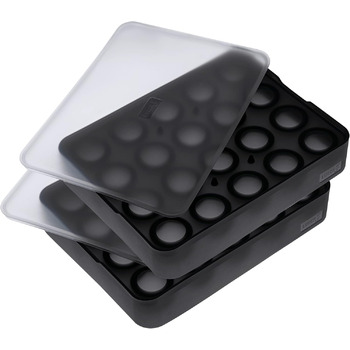 Силіконова льодогенератор Lurch ICE FORMER преміум-класу з кришкою для 20 кубиків льоду 3 см, чорний колір, кубики 3 см (кульки 3 см, набір з 2 шт. )