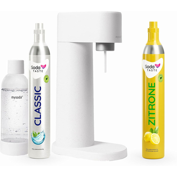 Набір для газування води, 4 предмети, класик + лимон, білий Mysoda Woody SodaTASTE