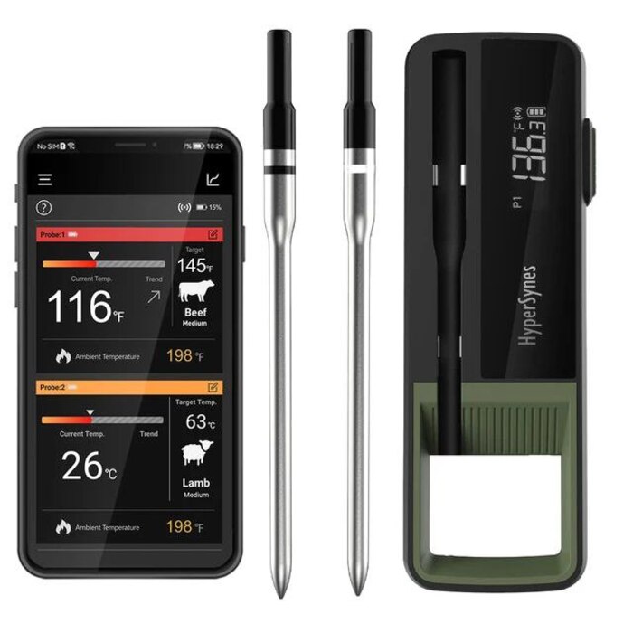 Термометр беспроводной с 2 щупами Bluetooth GRILLI 777227 Код: 012396