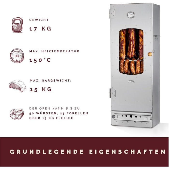 Високоякісна коптильня для копчення з нержавіючої сталі KAISER