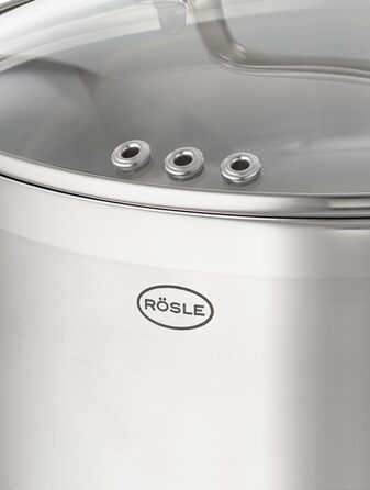 Універсальний набір каструль RSLE CHARM високої якості з 3 каструлями та 1 каструлею, нержавіюча сталь 18/10, скляна кришка, внутрішня вага, підходить для індукційних плит, можна мити в посудомийній машині (16 см, каструля)