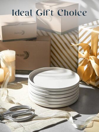 Набір з 6 десертних тарілок 21 см, ванільно-білий Dowan