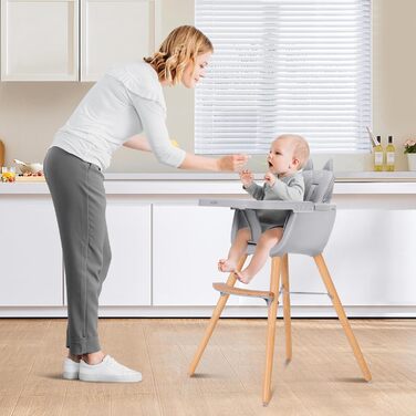 Дитячий стільчик для годування 4-в-1 від 6 місяців сірий CoziBB