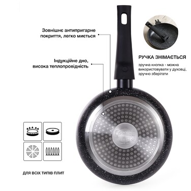 Сковорода для жарки Fissman FIORE 24x4,9 см со съемной ручкой (14293)
