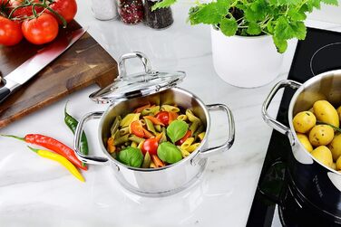 Каструля 1,5 л з нержавіючої сталі зі скляною кришкою 16 см Linnuo