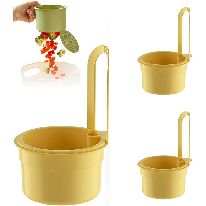 Сітчастий фільтр для раковини, фільтр для раковини, зливний кошик для раковини, органайзер для раковини, кухонне начиння, кошик для фільтра для раковини, кошик для зливу для кухні, підвісний фільтр для кухонного змішувача, (Білий ) (Жовтий, 3 шт.)