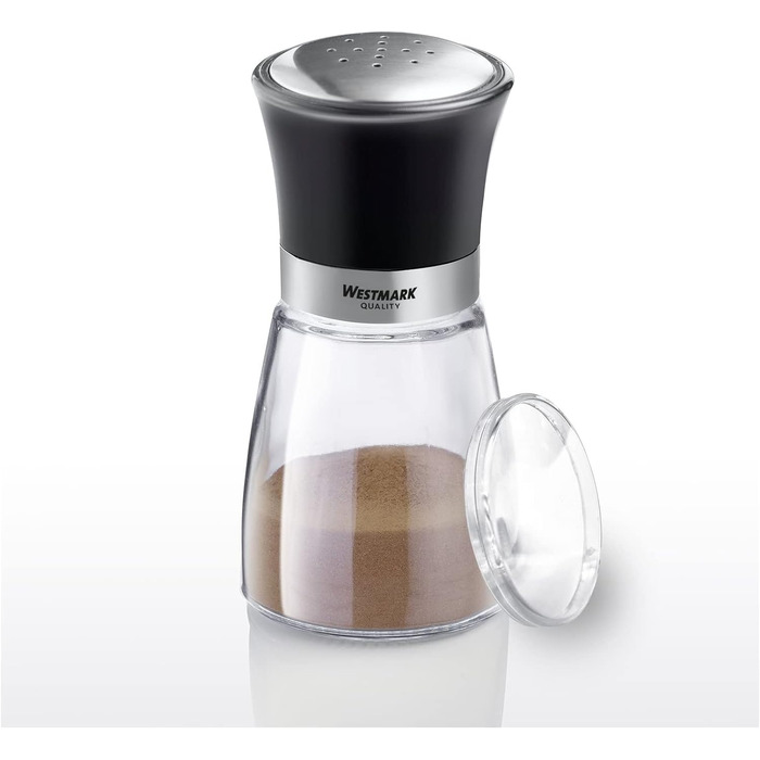 Дисплей Westmark, Вміст 6 дозаторів, Ємність 190 мл кожен, Скло/нержавіюча сталь/пластик, Прозорий/Чорний/Сріблястий, 63592611 (Шейкери для спецій, вишукані, , прозорі/чорні/сріблясті)