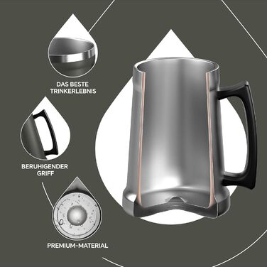 Термокухоль для пива 1 л сірий Ideus