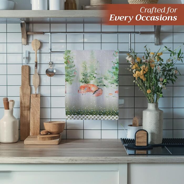 Набір з 3 багатоцільових кухонних рушників Maison d&39 Hermine Rural Christmas, 100 бавовна Барні рушники День подяки/Різдво (50 см x 70 см) (26 - Зимові ранки)