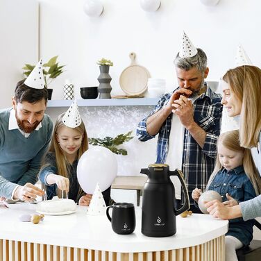 Термос-кавник 2 л, чорний/золотистий Ideus