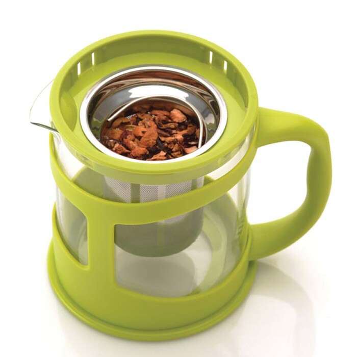 Чайник заварювальний BergHOFF для чаю, скляний, в підставці лайм, 600 мл