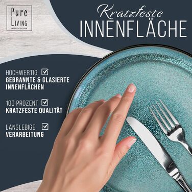 Набір посуду з керамограніту на 6 персон, 24 предмети, чорний/петролевий Ibiza Pure Living