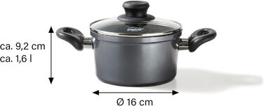 Каструля STONELINE XXL з литого алюмінію з кришкою, 7 л, антипригарне покриття зі справжніми кам&39яними частинками, індукційний посуд для всіх варильних поверхонь, духовка, приготування їжі без жиру та олії, сірий колір (16 см)