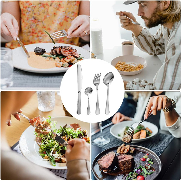 Набор столовых приборов на 6 человек, 24 предмета, серебристые peinat