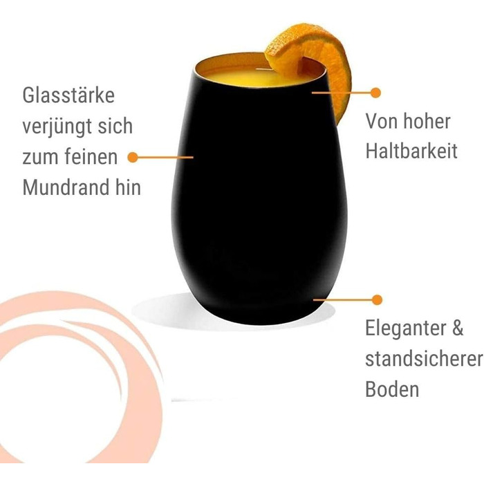 Набір склянок для води 465 мл,  6 предметів, чорний/бронза Elements Stölzle Lausitz