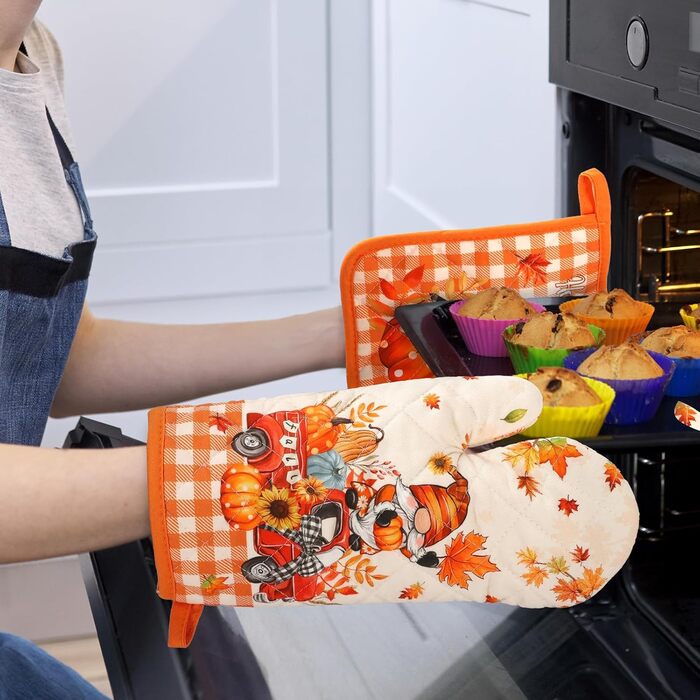 Рукавичка для духовки та прихватка для каструль, набір 2 предмети, Осінній гном Arquiel