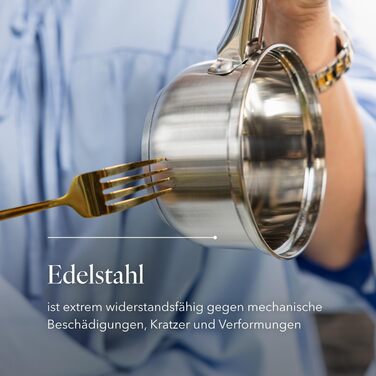 Набір посуду FLORINA 4 предмети Нержавіюча сталь 18/0 Кришка із загартованого скла Для індукційних, газових, електричних та керамічних варильних поверхонь Можна мити в посудомийній машині Високоякісний набір посуду для кожної кухні (8 предметів, Harry)