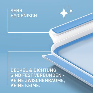 Набір контейнерів для зберігання продуктів EMSA Clip & Close, прямокутні, 5 x 0,8 л, коробки для зберігання, 100 герметичні, придатні для миття в посудомийній машині, морозильної камери та мікрохвильової печі, прозорі, сині, зроблені в Німеччині, N10307 (