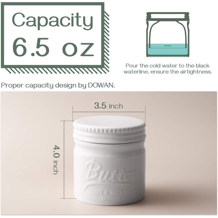 Фарфоровый горшок для масла с крышкой, белый DOWAN