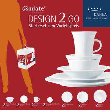 Набор столовой посуды 14 предметов белый Update Design 2 Go Kahla