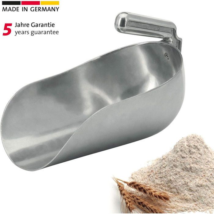 Лопата для корму/мішка/зважування/наповнення Westmark, з внутрішньою рукояткою, об'єм заповнення 2600 мл (приблизно 2000 г борошна), алюміній, магазин, срібло, 90312291