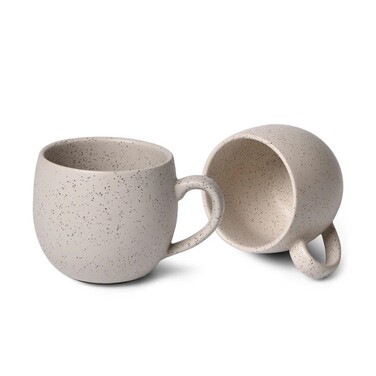 Комплект з двох кухлів Fissman 320 мл кераміка білий пісочний (9519)