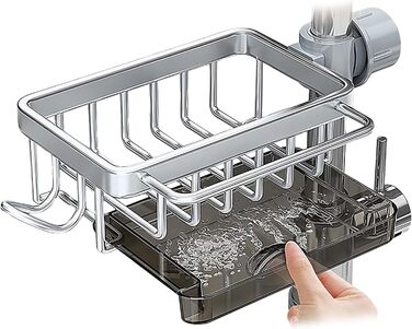 Органайзер для раковини LACEEZEN, тримач для губки для кранів діаметром 1,78-2,8 см, круглий, компактний тримач для рушників для кухні, (сріблястий, лівий)