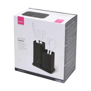 Підставка Fissman для кухонних ножів та інструментів 11x11x23 + 11x11х17 см, колір ЧОРНИЙ МАРМУРпластик (12884)