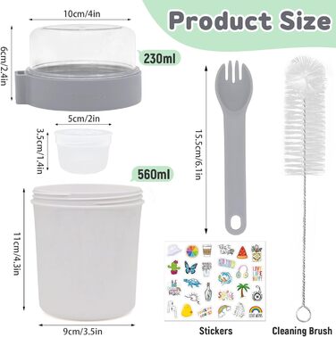 Стаканчик для пластівців 870 мл з ложкою та щіточкою, білий Forbabe