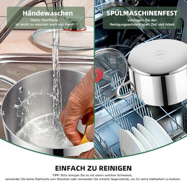 Каструля 3,3 л з нержавіючої сталі зі скляною кришкою 20 см Onader