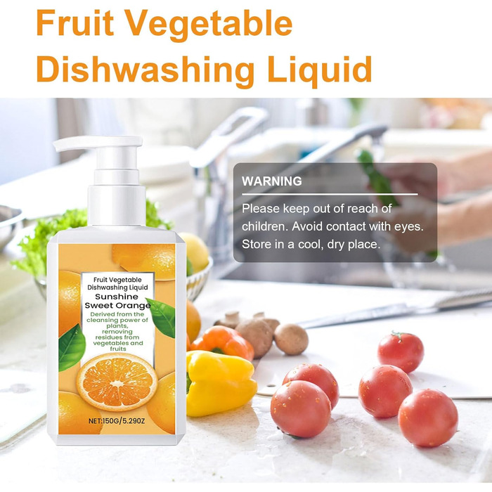 Засіб для миття фруктів та овочів, натуральні продукти, незамінне очищення, засіб для миття посуду без післясмаку (2 пляшки)