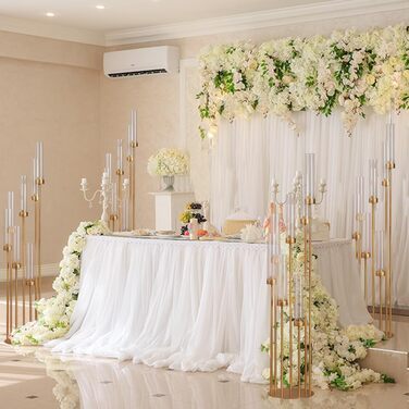 Ручний свічник для весільного столу, свічка заввишки 100 см з акриловим абажуром для прикраси дому на день народження, Хелловін, Різдво, підходить для світлодіодних конічних свічок 100 см, п&39ять головок (золотий, 123 см сім головок), 5-