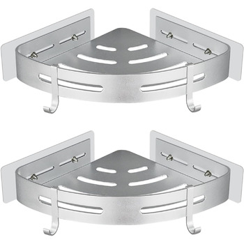 Полиця для душу кутова самоклеюча, набір 2 предмети, сріблястий матовий GERUIKE