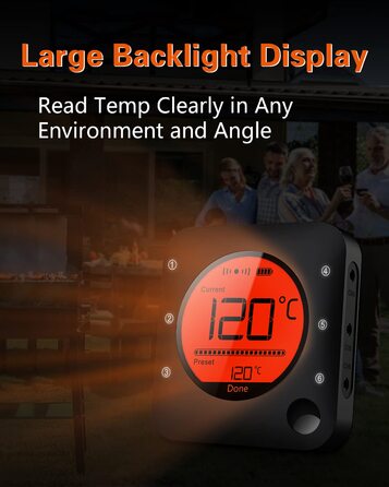 Термометр для м'яса з 4 зондами з нержавіючої сталі BFOUR