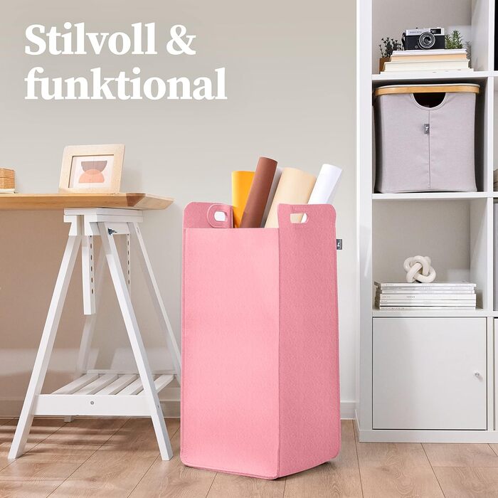 Кошики для зберігання, сумісні з IKEA KALLAX Shelf - Кошик для зберігання деревини Small Anthracite - Коробка для зберігання Полиця Кошик для зберігання - Паперовий ящик Кошик з фетру Складний кошик для білизни (75 л, рожевий)