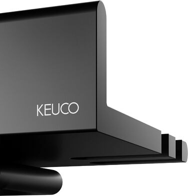 Душова полиця Keuco зі скляним ракелем з алюмінію, чорна, знімний кошик, зі зливними отворами, 35x6.6x11.6см, настінна, Reva Black Selection