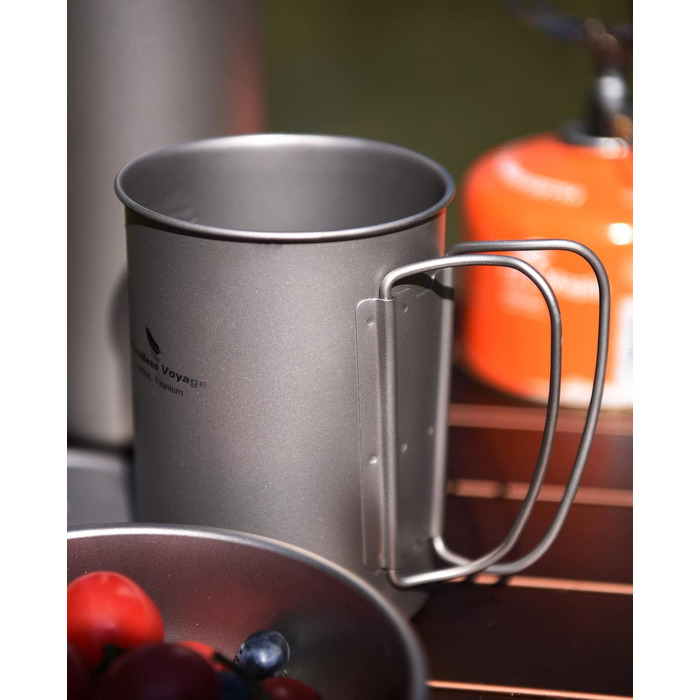 Титановая бутылка На открытом воздухе Походная кружка Посуда с широким горлышком Легкая портативная бутылка для воды Большая походная однослойная посуда для питья для пикника (кружка 600 мл Ti3049D)